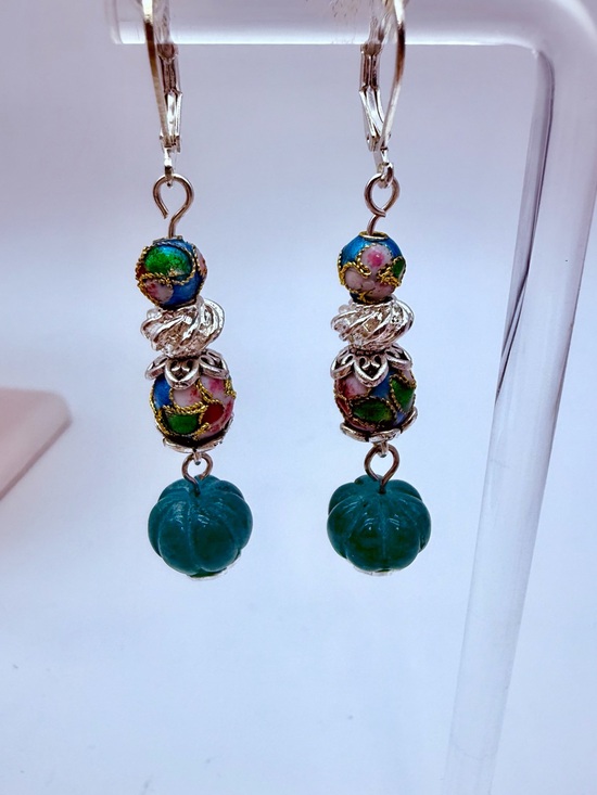 Hand Crafted Jewelry - Hand Crafted Cloisonné Bead Earrings